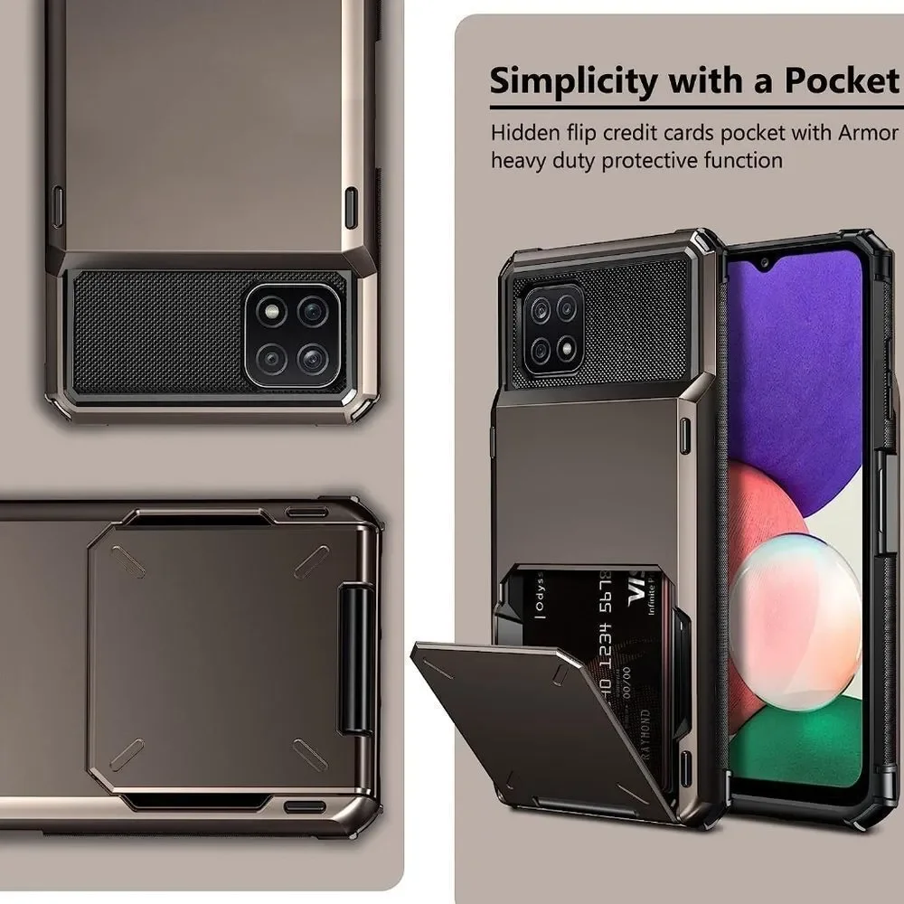 SAMSUNG Galaxy A22 5G Case Wallet Cover 4-Card Credit Card Holder Color …